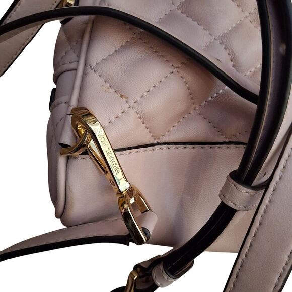 MICHAEL KORS RHEA ZIP XS MESSENSGER BACKPACK QUILT IN BLOSSOM PINK DETACH STRAP - Picture 10 of 10